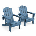 Navy Folding Adirondack Chairs with Cup Holders, Set of 2