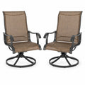 Brown Textilene Swivel Patio Chairs, Set of 2
