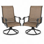 Brown Textilene Swivel Patio Chairs, Set of 2
