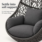 Dark Gray Woven Egg Chair with Stand and Cushion
