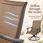 Brown Textilene Swivel Patio Chairs, Set of 2