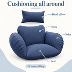 Blue-Cushion Folding Egg Chair with Stand
