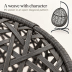 Dark Gray Woven Egg Chair with Stand and Cushion